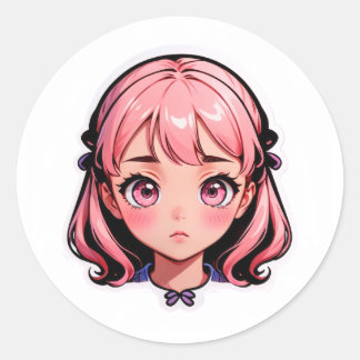 Anime Girl Sticker - Pink Hair Chibi Style