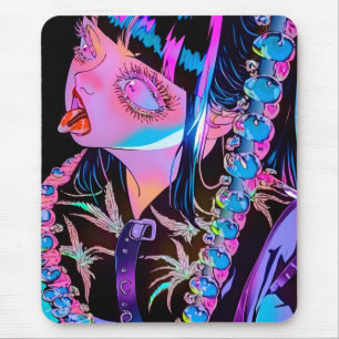 Anime Girl Sticking Her Tongue Out Mouse Pad