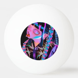 Anime Girl Sticking Her Tongue Out Ping Pong Ball