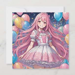 Anime Girl sweet 16 birthday Invitation