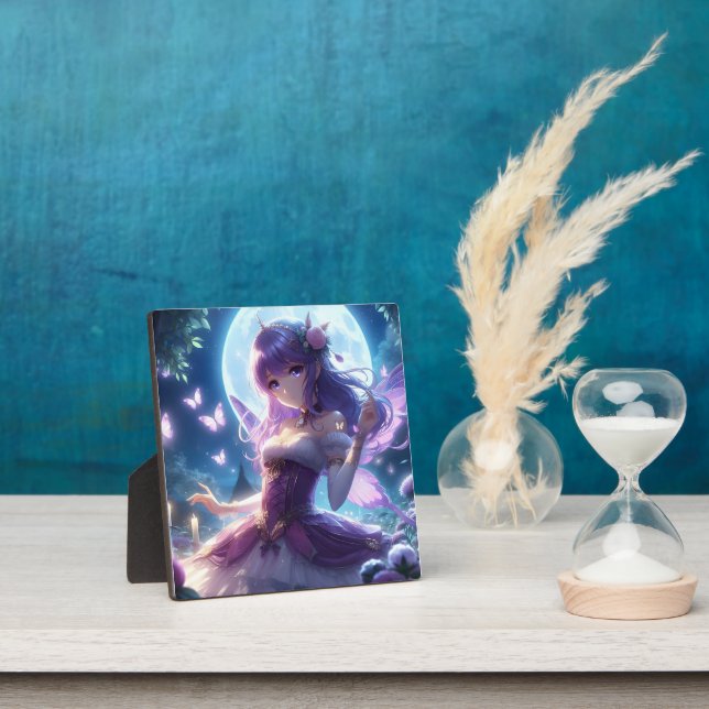 Anime Girl Violet Butterfly Wing Moon Fairy  Plaque (Insitu)