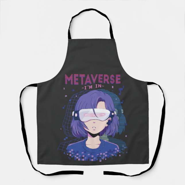 Anime girl virtual reality glasses Apron (Front)
