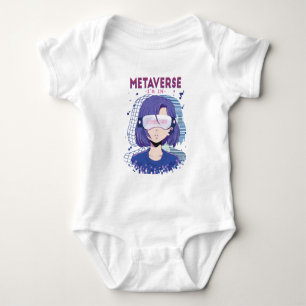 Anime girl virtual reality glasses Baby Bodysuit