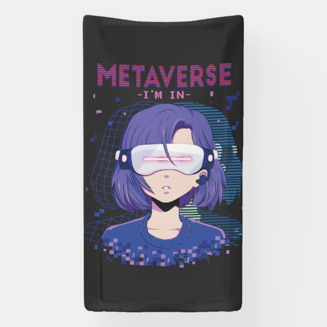 Anime girl virtual reality glasses Banner (Vertical)