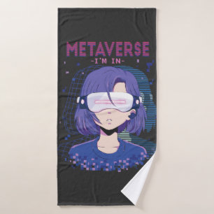 Anime girl virtual reality glasses Bath Towel