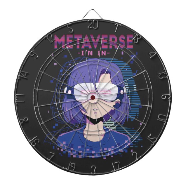 Anime girl virtual reality glasses Dart Board (Front)