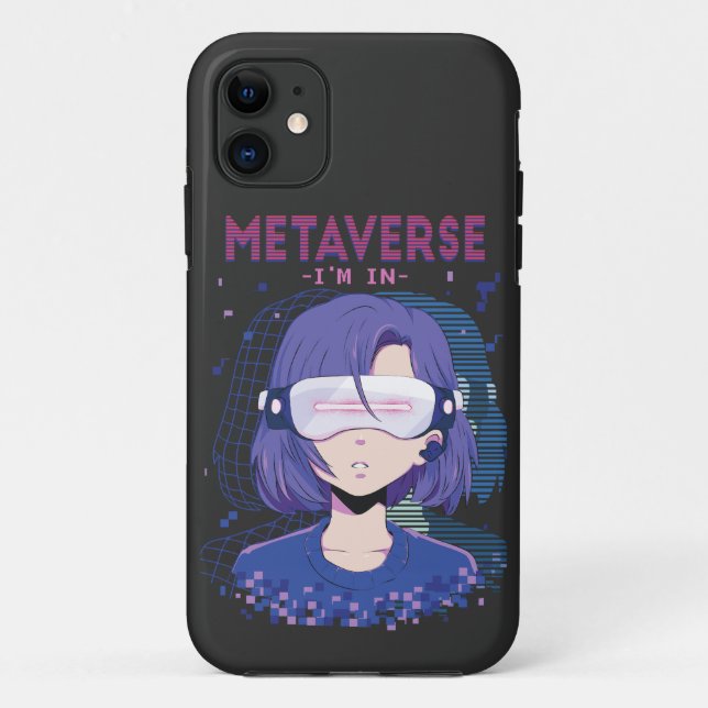 Anime girl virtual reality glasses  iPhone Case (Back)