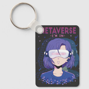 Anime girl virtual reality glasses keychain
