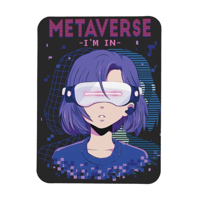Anime girl virtual reality glasses  Magnet (Vertical)