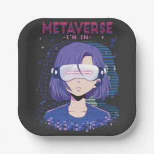 Anime girl virtual reality glasses Paper Plates