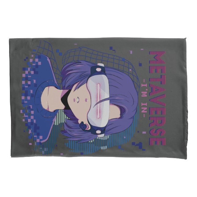 Anime girl virtual reality glasses pillow case (Front)