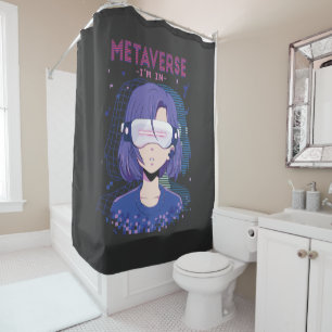 Anime girl virtual reality glasses Shower Curtain