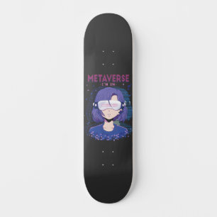 Anime girl virtual reality glasses skateboard