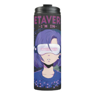 Anime girl virtual reality glasses Thermal Tumbler