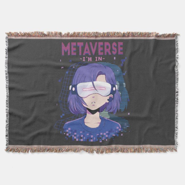 Anime girl virtual reality glasses Throw Blanket  (Front)