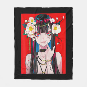 Anime Girl Waifu Japanese Aesthetic Kawaii Otaku  Fleece Blanket