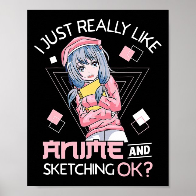 Anime Girl Waifu Who Loves Anime Ramen And Sketchi Poster (Front)