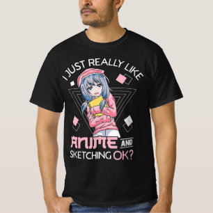 Anime Girl Waifu Who Loves Anime Ramen And Sketchi T-Shirt