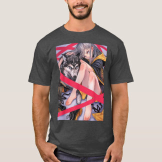 Anime Girl Waifu Wolf Aesthetic Japanese Otaku  T-Shirt