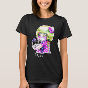 Anime Girl with Cute Kitten Kawaii T-Shirt
