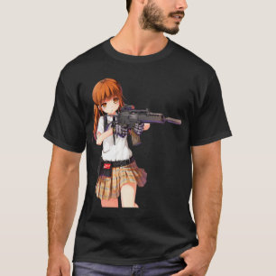 Anime girl with gun design cool      T-Shirt