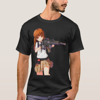 Anime girl with gun design cool      T-Shirt