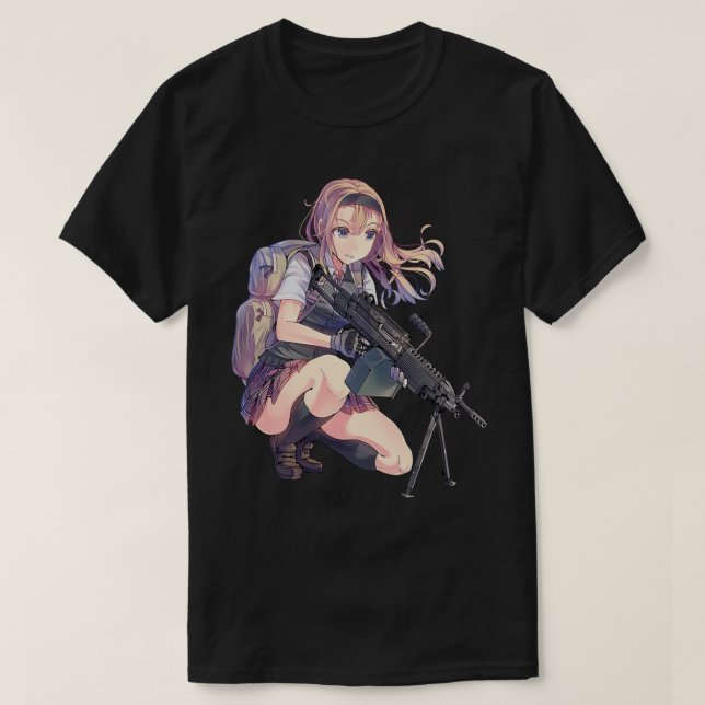 Anime girl with gun                 T-Shirt (Design Front)