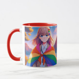 Anime Girl with LGBTQIA+ Cape Mug