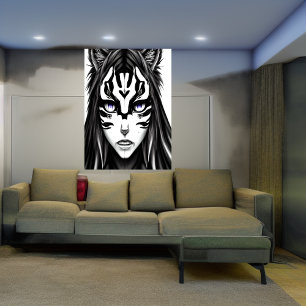 Anime girl with purple eyes   AI Art Poster