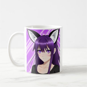 Anime Girl with Purple Hair and Eyes Coffee Mug