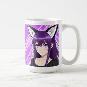 Anime Girl with Purple Hair and Eyes Coffee Mug