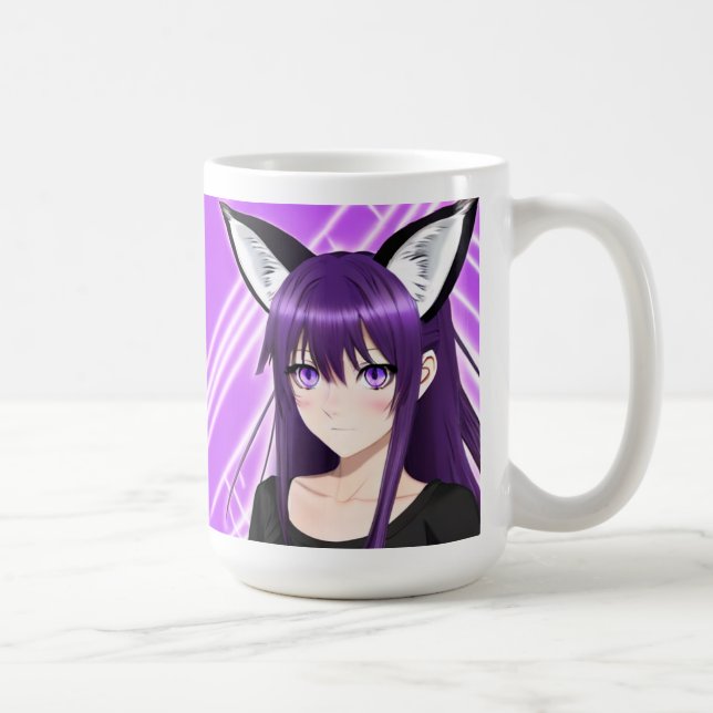 Anime Girl with Purple Hair and Eyes Coffee Mug (Right)
