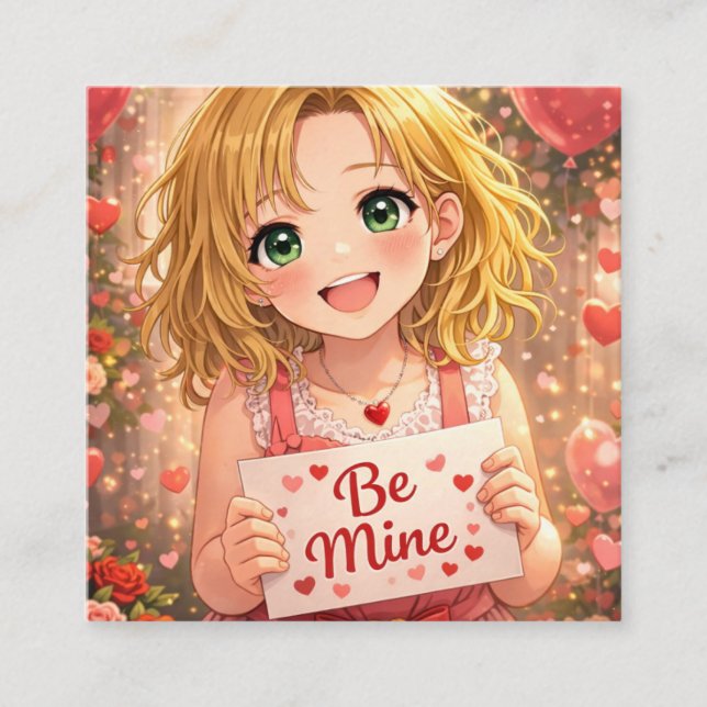 Anime Girls Classroom Valentines exchange Cards (Front)
