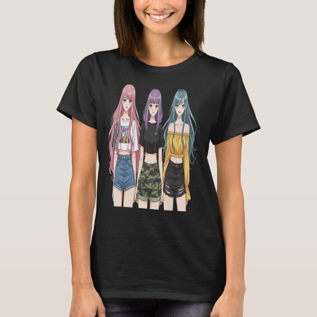Anime Girls Fashion Trio T-Shirt   (Front)