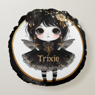 Anime Girls Goth Cute Custom Decor Gift Kawaii Round Cushion