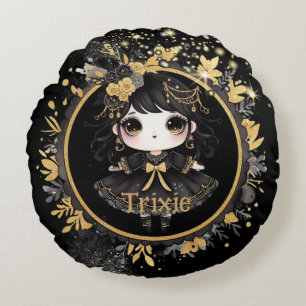 Anime Girls Goth Cute Custom Decor Gift Kawaii Round Cushion