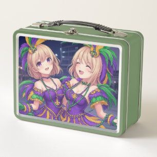 Anime Girls Mardi Gras  Metal Lunch Box
