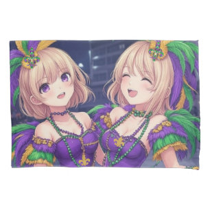 Anime Girls Mardi Gras Pillowcase