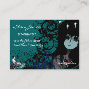 Anime Girls Moon Cloud Stars Business Card