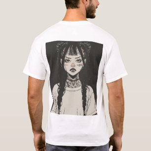 Anime Goth Girl with Tattoos Looking Annoyed T-Shi T-Shirt