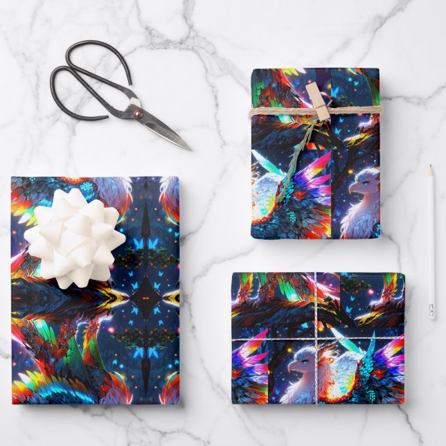 Anime Griffin Rōnin design  Wrapping Paper Sheet (Front)