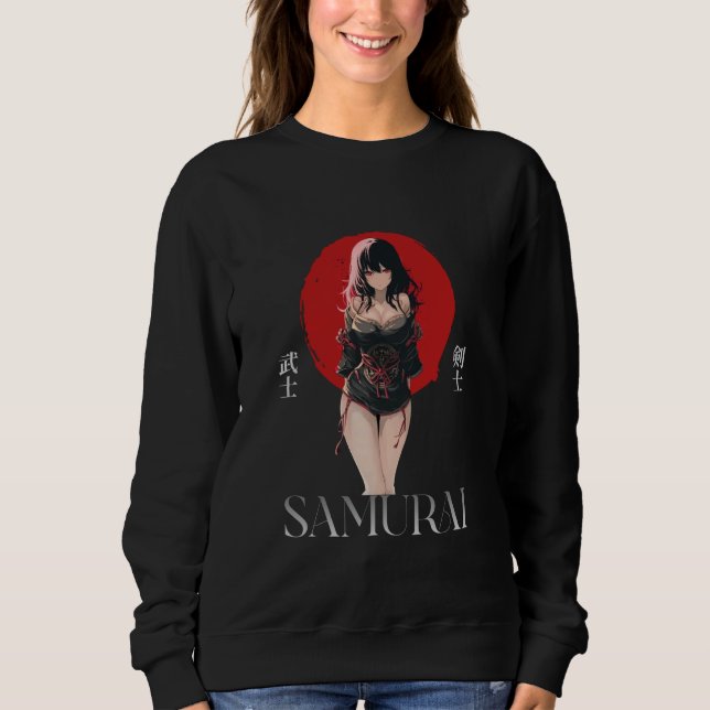 Anime Grunge Waifu Samurai Emo Japanese Anime Girl Sweatshirt (Front)