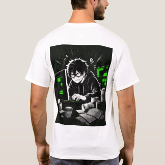 Anime Hacker Gamer Cyberpunk Computer Desk Aesthet T-Shirt
