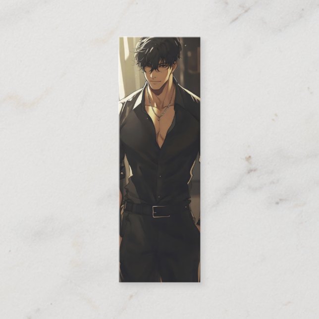 Anime Handsome Dangerous Man Mini Business Card (Front)
