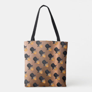 Anime Happy Young Girl's Face with Tall Black Hat Tote Bag