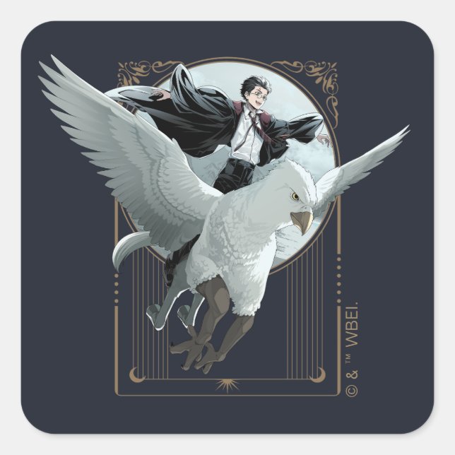 Anime HARRY POTTER™ Flight with Buckbeak Square Sticker (Front)