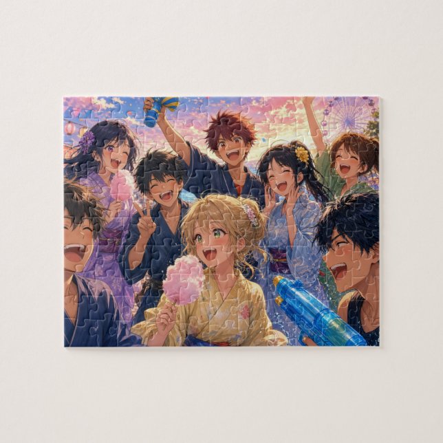 Anime having fun jigsaw puzzle (Horizontal)