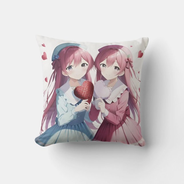 Anime hearts Valentine's  Cushion (Front)