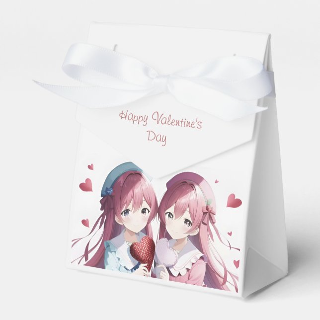 Anime hearts Valentine's Day  Favour Box (Front Side)
