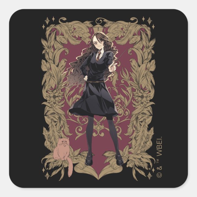 Anime Hermione Granger Ornate Frame Square Sticker (Front)